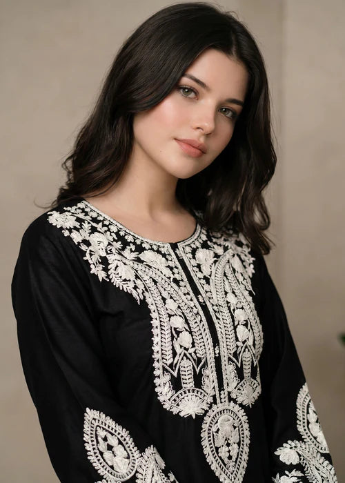 Afreen Embroidered #pc-Black