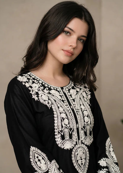 Afreen Embroidered #pc-Black