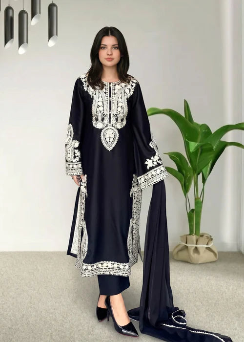 Afreen Embroidered #pc-Black